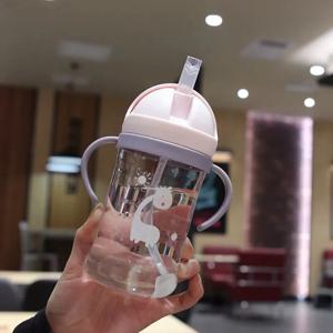 밀짚 중력 공 넓은 구경 병을 가진 350ml 아이 마시는 컵 먹이는 병