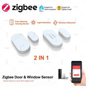 Zigbee 3.0 밝기/진동 센서가있는 도어 윈도우 센서 스마트 홈 보안 보호 알람 도어 열림/닫힘 감지기