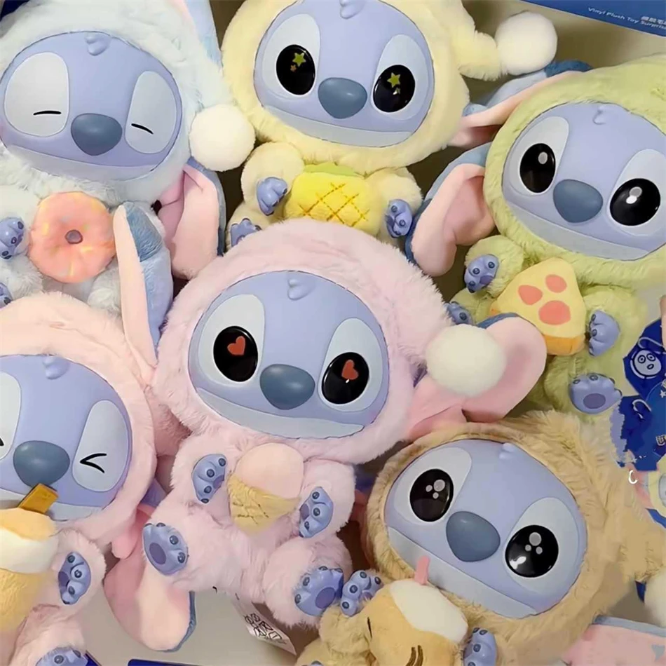 새로운 Miniso 디즈니 스티치 먹고, 잠자는 시리즈 비닐 블라인드 박스 펜던트 귀여운 인형 미스터리 박스 장난감 봉제 인형 휴일 선물