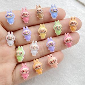 50pcs 수지 다채로운 미니 만화 동물 토끼 네일 아트 플랫 백 라인 석 인형 DIY 미니어처 스크랩북 장식 공예품