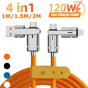 4 In 1 120W USB 유형 C - 유형 C IOS 케이블 3 IN 1 PD 100W iPhone 11 12 13 14 15 Pro Max Samsung S24용 고속 충전 데이터 케이블