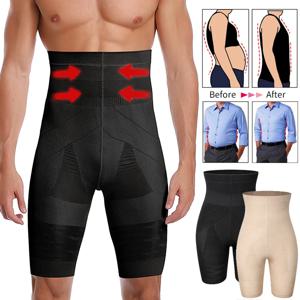 남자 바디 셰이퍼 배꼽 컨트롤 반바지 Shapewear 배꼽 거들 복서 팬티 하이 웨이스트 슬리밍 속옷 다리 압축 팬티