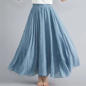 패션 코튼 린넨 의류 여성 스커트 Maxi Y2k 우아한 비치 Saia Ropa Mujer 캐주얼 Vestido Boho 롱 스커트 Faldas 하라주쿠