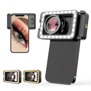 휴대 전화 렌즈 용 LED 필 라이트가 장착 된 APEXEL 4K HD 15X 매크로 렌즈 iPhone 13/14 용 Lente Samsung 모든 스마트 폰