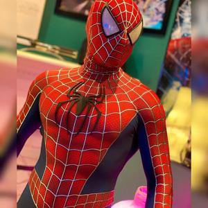 Maguire Raimi 스파이더 맨 코스프레 3D 로고 & 바디 슈트 슈퍼 히어로 스파이더 맨 젠타이 정장 스판덱스 할로윈 의상 Disfraces 성인