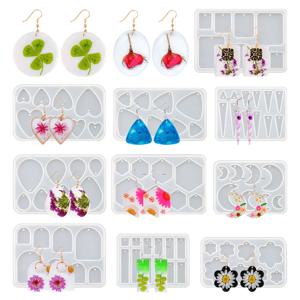 SZ023 기하학적 귀걸이 펜던트 실리콘 몰드 DIY 라운드 키 체인 목걸이 매력 쥬얼리 만들기 공예에 대한 에폭시 수지 금형