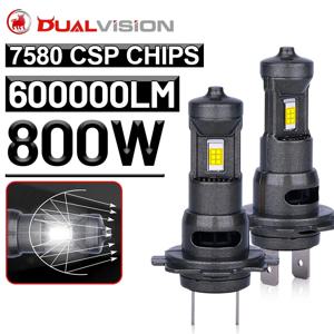 듀얼비전 LED H7 자동차 조명 7580 CSP 칩, STG 하이 로우 빔 6500K, 1:1 미니 사이즈 플러그 앤 플레이, 800W 600000LM, 2 개