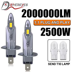 2개 H1 LED 램프 2000000LM 2500W 자동차 라이트 H4 H7 H11 H8 H9 HB3 9005 HB4 9006 16개 8054 CSP 6500K 4300K 1:1 미니 팬리스 12V 24V