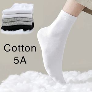 남성용 순색 하이 퀄리티 흰색 면 양말, 부드러운 통기성 항균 블랙 비즈니스 양말, SIZE39-46 US6.5-12, 3 쌍