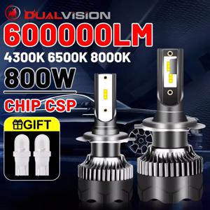 듀얼비전 H4 LED 헤드라이트, 3570 CSP LED, 800W, H7, H1, H11, H8, 9005, 9006, HB3, HB4, H9, 4300K, 6500K, 8000K, 미니 다이오드, 12V, 2 개