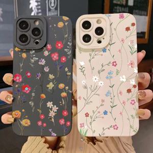 여름 미니멀리스트 신선한 스타일 전화 케이스 iPhone 11 12 13 14 15 16 Pro Max XS XR 7 8 Plus 16E 충격 방지 실리콘 소프트 커버