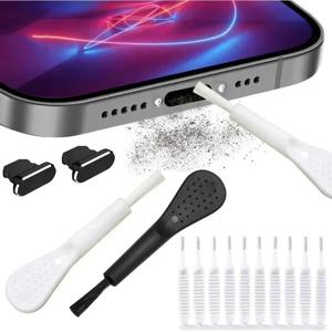 iPhone 15 14 13 12 Pro Max Plus Samsung Xiaomi IOS Type C 클리너 세트 용 청소 브러시가있는 휴대폰 충전 포트 먼지 플러그