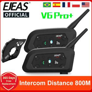 EJEAS V6 PRO+/PLUS 오토바이 헬멧 블루투스 워키 토키 6 라이더 거리 800 미터 방수 IP67