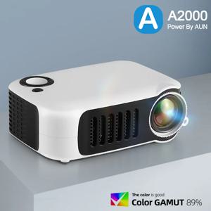 AUN A2000 휴대용 LED 홈 시어터 프로젝터 미니 시네마 스마트 TV 비머 지지대 1080P 풀 HD 영화 재생  빔프로젝트 미니빔 프로젝터 4k 홈시어터 프로젝터 1080p