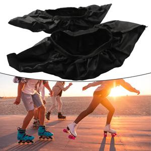 1 쌍 롤러 스케이트 바퀴 커버 옥스포드 천 먼지 커버 스케이트 휠 커버 블랙 39*11.5cm 스케이트 신발 액세서리