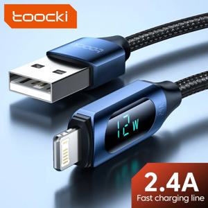 Toocki LED 디스플레이 USB 케이블 iPhone 14 13 12 11 Pro Max 고속 충전기 충전 번개 2.4A USB 와이어 코드 X XR 8 7 1m 2m