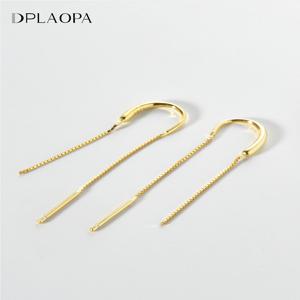 DPLAOPA 925 스털링 실버 긴 체인 드롭 귀걸이 2024 여성을위한 좋은 새로운 간단한 섬세한 파티 생일 선물 쥬얼리