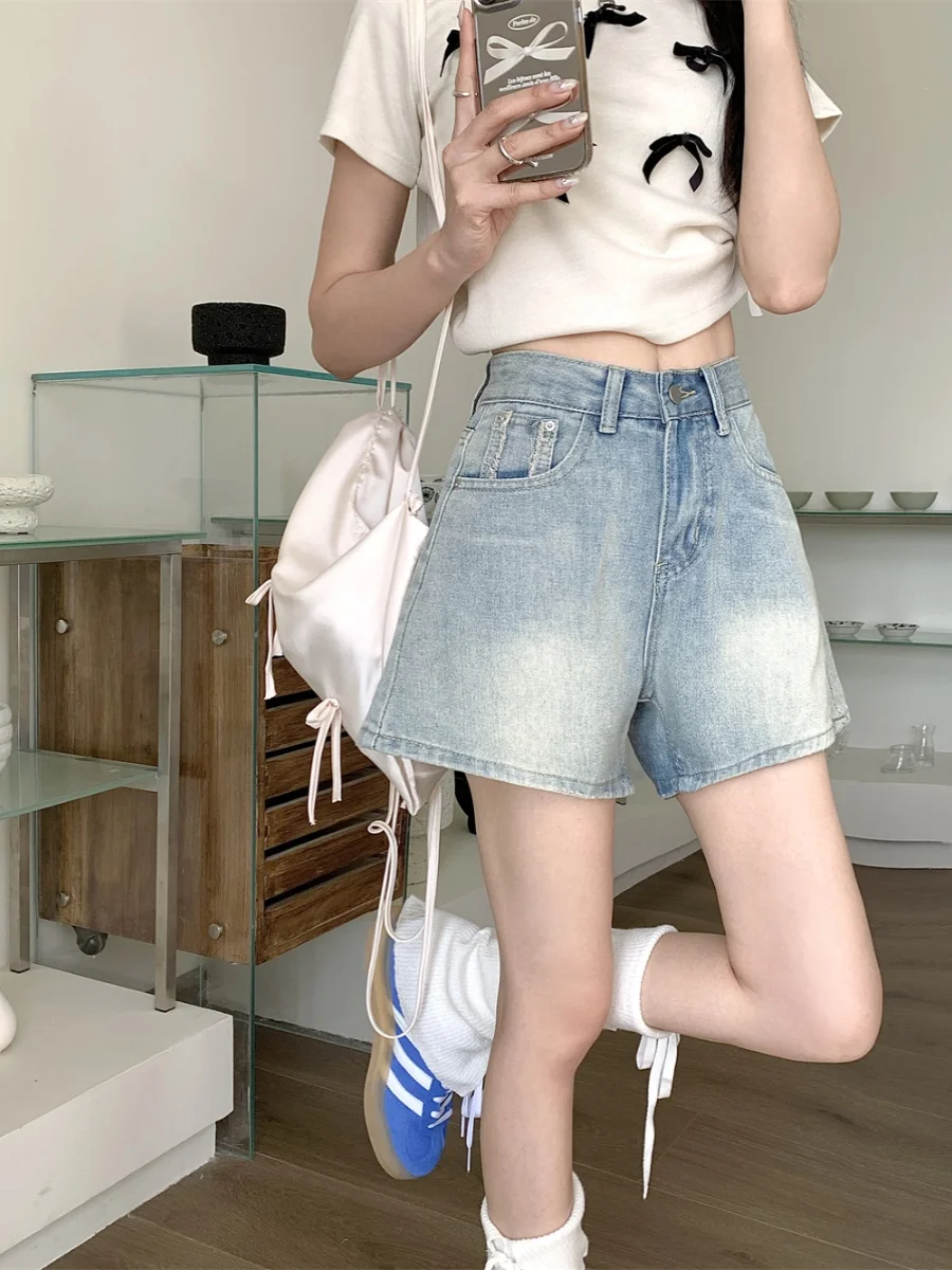 높은 허리 스트레이트 레그 청바지 여성 플러스 사이즈 슬리밍 와이드 레그 반바지 여름 패션 캐주얼 편안한 핏 청바지