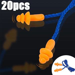 20pcs 부드러운 실리콘 유선 귀 플러그 보호기 재사용 가능한 청력 보호 소음 감소 안전 작업 편안한 귀마개 귀마개