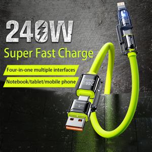 4-in-1 Kirsite 케이블 240W 초고속 충전 iPhone8-16 ProMax iPad 노트북 태블릿 휴대 전화 삼성용 다중 기능