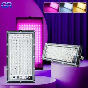실내 식물용 LED 성장 조명, 전체 스펙트럼 야채 블룸 투광 조명 스위치 제어 식물 조명 씨앗 시작, 220V 50W 100W