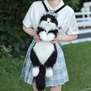 수제 봉제 새끼 고양이 배낭 박제 동물 고양이 턱시도 여성을위한 패션 선물 어린이 기념일 생일 로리타 장식 선물