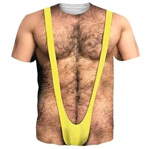 재미 있은 털이 가슴 그래픽 T 셔츠 남자 3d 인쇄 근육 가짜 Abs 짧은 소매 T-셔츠 여름 봄 코스프레 의상 티 셔츠