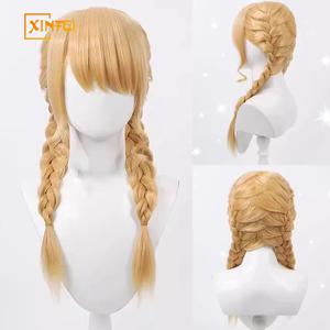 XINFEI 후지타 코토네 코스프레 합성 헤어 가발, 가쿠엔 아이돌마스터, 후지타 코토네 땋은 긴 가발, 내열성