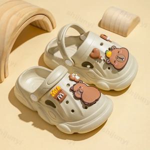 Capybara 샌들 어린이 DIY 정원 슬리퍼 Anti-slip 플랫폼 어린이 슬리퍼 2025 여름 만화 슬리퍼 비치 나막신 신발
