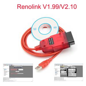 Renolink 진단 케이블 도구 에어백 ECM UCH 키 코드 ECU 리셋 프로그래머, 르노용 USB 인터페이스, V2.10 OBD2