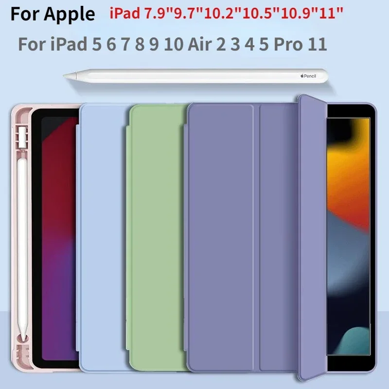 iPad A16 11th 10.2 Pro 11 9.7 Air 11 10.9 10.5 Air 3 스마트 커버(연필 홀더 포함) iPad 10th 9th 8th 7th 6th 5th Gen Fundas