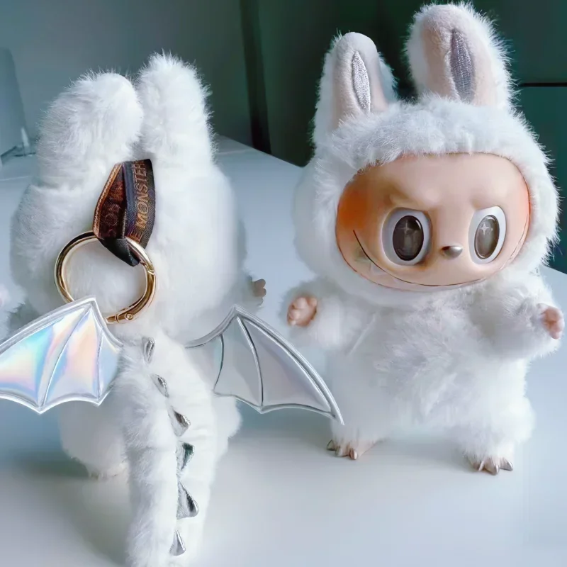 새로운 괴물 Zimomo Labubu 시리즈 천사 변경 크리 에이 티브 인형 DIY 비닐 펜던트 인형 장식 복사 장난감 어린이 크리스마스 선물