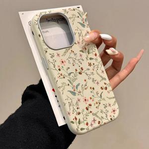 작은 꽃 Lichee 패턴 전화 케이스 iPhone 16 Pro Max 15 14 13 12 11 XS X XR 7 8 Plus SE 2025 16E 충격 방지 범퍼 커버
