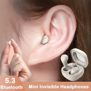 미니 보이지 않는 헤드폰 TWS Bluetooth 5.3 이어폰 무선 헤드셋 iphone Xiaomi 용 HIFI 스테레오 소음 감소 이어 버드