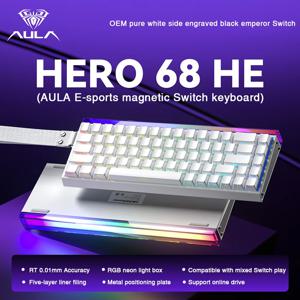 AULA HERO 68HE 자기 스위치 키보드 신속한 트리거 8K 반환 Esports 게이머 키보드 RGB 유선 게임용 키보드