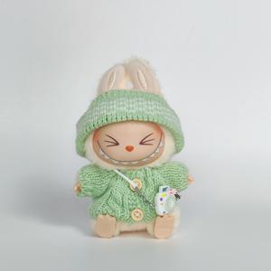 Labubu I II 인형 귀여운 의류 4 색 메쉬 스웨터와 모자 세트 액세서리 의류 봉제 인형 의류