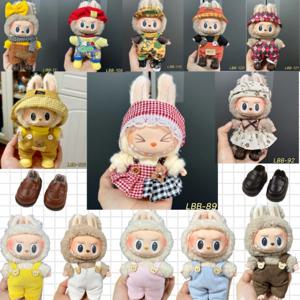 17cm Labubu 용 귀여운 미니 봉제 인형 옷 다양한 종류의 작업복 의류 액세서리