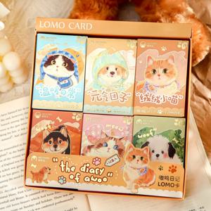 28개/박스 귀여운 강아지 고양이 카드 귀여운 크리에이티브 메모 패드, 정리 저널 다이어리 플래너 귀여운 메시지 카드, 가정 사무실 학생용