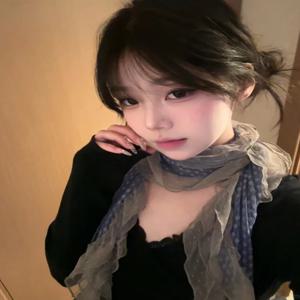 여성을위한 긴 얇은 레이스 가장자리 폴카 도트 스카프 봄 가을 시즌 일본식 패션 액세서리 브랜드 없음 중국산