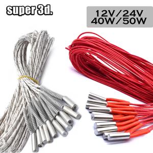 12V/24V 40W 50W 세라믹 카트리지 히터 6*20mm 1M /2M 케이블 3D 프린터 프린트 헤드 유도 히터 가열 튜브 요소