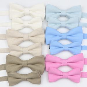 새로운 밝은 색상 부모-자식 나비 넥타이 코튼 키즈 남성 캐주얼 나비 넥타이 화이트 블루 핑크 Bowtie 웨딩 디너 액세서리