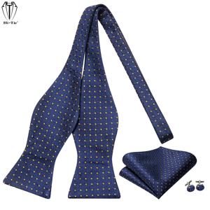 자카드 페이즐리 꽃 도트 스트라이프 실크 망 Bowtie 조정 가능한 셀프 보우 타이 Hankerchief 커프스 단추 남성용 웨딩 비즈니스 세트
