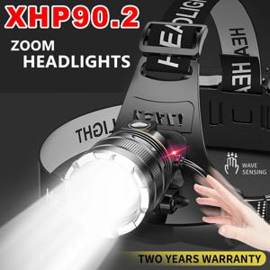 ZK40 30000LM 업그레이드 전조등 센서 XHP90 낚시 헤드 라이트 18650 배터리 손전등 USB 충전식 헤드 라이트 토치 랜턴