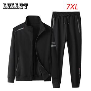 봄 가을 남성 캐주얼 스포츠 조깅 2 조각 Tracksuit 세트 남성 운동복 인쇄 정장 운동복 자켓 남성 빅 사이즈 7XL