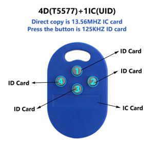 1 개/몫 RFID 다중 키 Fob 5 in 1 125khz T5577 EM ID 쓰기 가능 IC 13.56Mhz 1k S50 UID 변경 가능 키 fob 태그 ID + IC