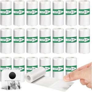 20PCS 미니 프린터 용지 열 스티커 용지 자체 접착 프린터 용지 포토 프린터 라벨 사진 메모 5.7x2.5cm