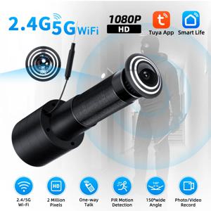 Tuya 스마트 비디오 틈 구멍 2.4G 및 5G Wifi 카메라 모션 감지 도어 뷰어 비디오 아이 무선 인터콤 홈 보안 자동 기록