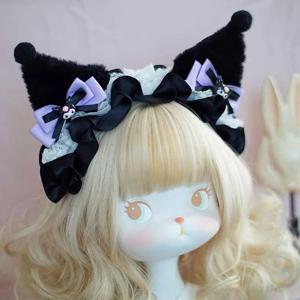 헤어 밴드 Kuromi My Melody Cinnamoroll 헤어 액세서리 애니메이션 귀여운 코스프레 장난감 플러시 머리 장식 소녀 선물 용품