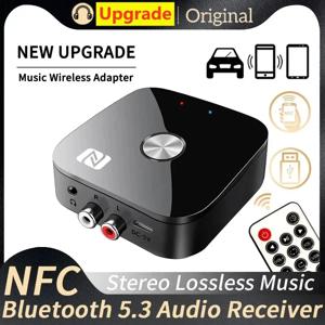NFC 블루투스 5.3 오디오 리시버, AUX RCA 스테레오, 무손실 HIFI 음악 자동차 무선 어댑터, USB U 디스크 재생 리모컨, 3.5mm