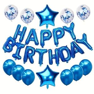 25Pcs 생일 축하 풍선 16 인치 편지 풍선 생일 파티 장식 색종이 라텍스 풍선 이벤트 용품